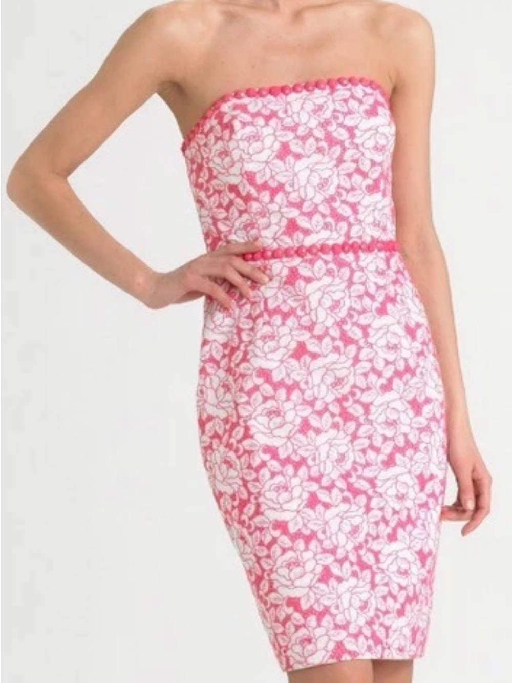 Lilly Pulitzer Pink Floral Strapless Sheath Dress - Picture 2 of 5